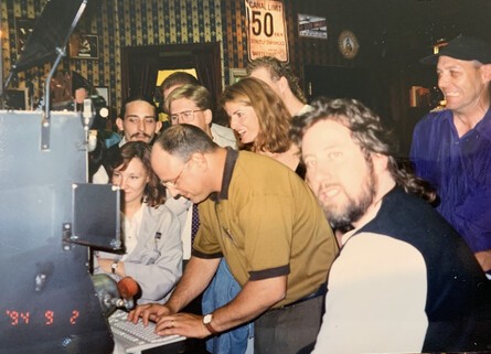 Virtual World Pasadena's opening was attended by Hollywood stars Judge Reinhold (left-hand photo, with Dawne Weisman) and Joan Severance (right-hand photo, fourth from the right), both of whom starred in Red Planet's video cutscenes