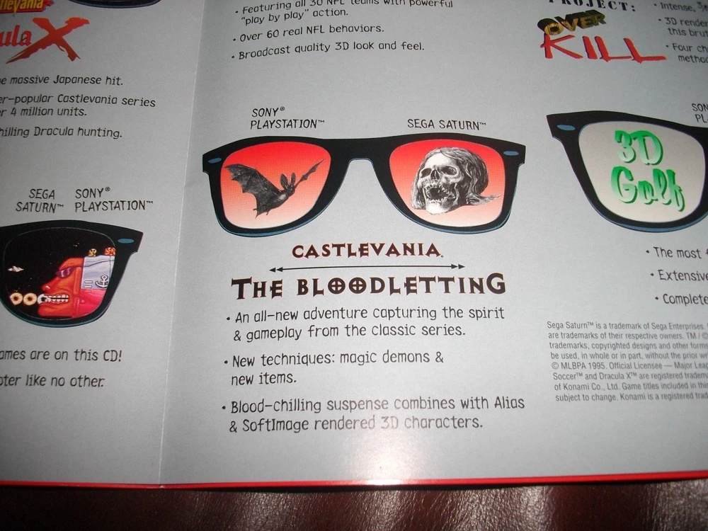 O folheto CES de 1995 da Konami promove Castlevania: The Bloodletting, mas não é o jogo 32X, como muitas pessoas assumem incorretamente -Imagem: Castlevania Wiki / Nagumo_baby