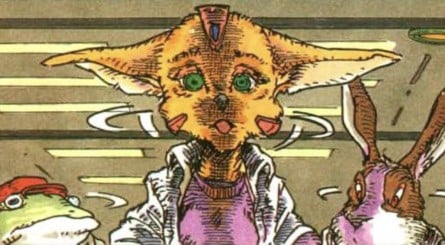 Early on in the comic, Fox McCloud rescues Fara, the daughter of a rich spaceship magnate, who ends up accompanying Fox, Falco, Slippy, and Peppy as part of the Star Fox crew on their adventure