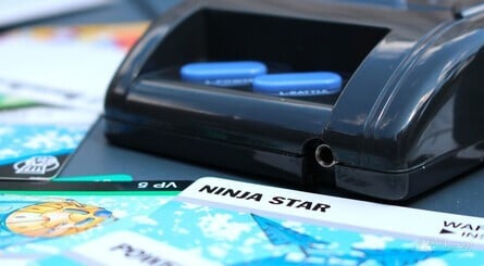 The Western version of the Barcode Battler is actually the second-generation model, complete with an output port for connecting to game consoles like the Super Famicom
