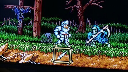The left-hand image is the 'original' 4:3 aspect ratio these games would have been displayed back in the day. The image on the right is the 'full' ratio which scales the image to fit your TV