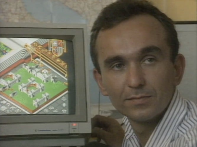 Peter Molyneux giving an interview to the BBC about Populous and its mysterious 3D follow-up