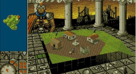 Powermonger's perspective featured a mixture of 3D and 2D art. Players of the game would be able to use the arrows in the bottom left-hand corner to zoom in on an object or rotate the map