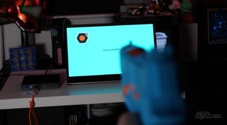 Clockwise, from top left: This is the game selection menu that greets you when you turn on the Premium and Ultimate editions of G'AIM'E; The pause menu; The calibration screen; The options menu, which is different for each title, allows you to tinker with things like on-screen cursors and overall difficulty