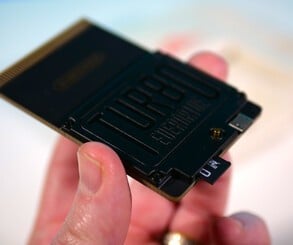 The Turbo EverDrive is roughly the same size as a standard HuCard