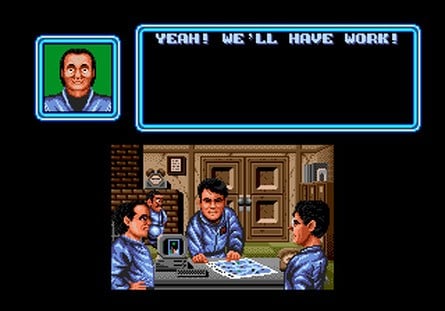 (left) An early version of Winston in the Ghostbusters' firehouse vs (right) the final version