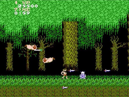 The arcade version (left) and the NES version (right)