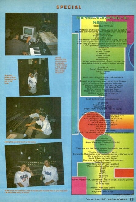 Future Publishing's Sega Power ran a feature on the recording of the song