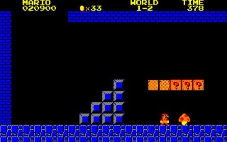 Here's a comparison between World 1-2 on the PC-88 and the NES. There are a lot of changes like this between the two versions, ranging from minor deviations like this one to more major departures from the original course design