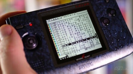 You can have 16MB of games on the cart's internal memory at any one time (left) but the MicroSD card can hold the entire NGPC library (right)