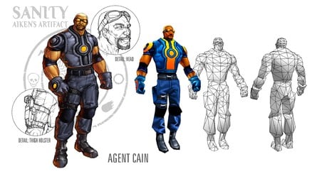 Monolith artist Eric Kohler originally designed the main character Cain to look like a fireman, with a turnout coat, due to the character starting out with fire-based abilities in the beginning of the game