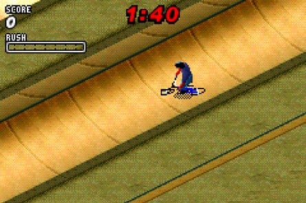 Here is Tony Hawk's Pro Skater 2 for the GBA on the left and Dave Mirra Freestyle BMX 2 on the GBA on the right. Notice any similarities?