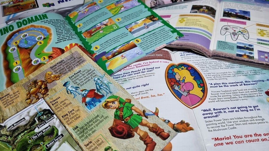 A bundle of N64 game manuals and guides.