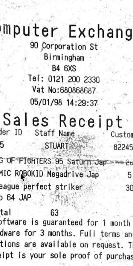 Because I'm a bit of a saddo, I kept most of my receipts from this glorious period