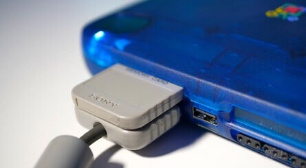 The inclusion of a PlayStation Serial Native Accessory Convertor (SNAC) module means you can use original PlayStation accessories with the SuperStation One – including Namco's GunCon, as there's also an RCA jack on the side of the unit