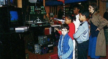Customers try out the NES at the toy store FAO Schwarz in New York in late 1986
