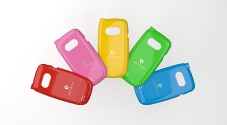 The Callback 8020's wired headphones, clip-on covers (the internal battery is replaceable) and floppy-style MicroSD card
