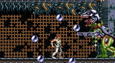 Strider 2 re-used a lot of assets from the original game, which only served to make the new sprites look terrible - that shambling dinosaur being a prime example. Also, the Alien-inspired level felt completely out of place and the main character's rope slide animation (also new) stuck out like a sore thumb