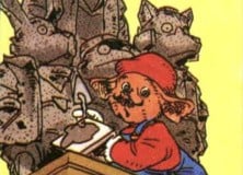 On the wall on the left, you can see an Amiga logo. This isn't the only "gakuya ochi" to be included either, with the Pelican bard being a reference to Disney's version of Alan-a-Dale, General Pepper making an allusion to a popular Beatles album, and Papetoon's best sculptor bearing a cheeky resemblance to Nintendo's mascot, Mario