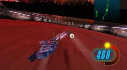 By charging up a gauge on the right-hand side of the screen, players could activate a boost to increase their speed dramatically, at the risk of ploughing into walls and exploding