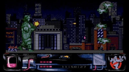The colour of the slime has been changed from green/red to pink, as seen in the film. Ray is also dressed in his construction worker outfit, instead of being in uniform.