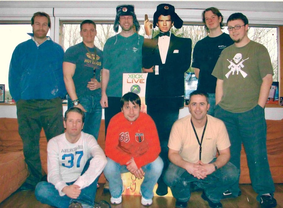 The GoldenEye XBLA team, from top left: Chris Tilston, Chris Woods, Mark Edmonds, Laurie Cheers, Dave Herod. Bottom left: Ross Bury, Sergey Rahkmanov, Keith Rabbette