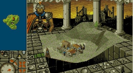 Powermonger's perspective featured a mixture of 3D and 2D art. Players of the game would be able to use the arrows in the bottom left-hand corner to zoom in on an object or rotate the map