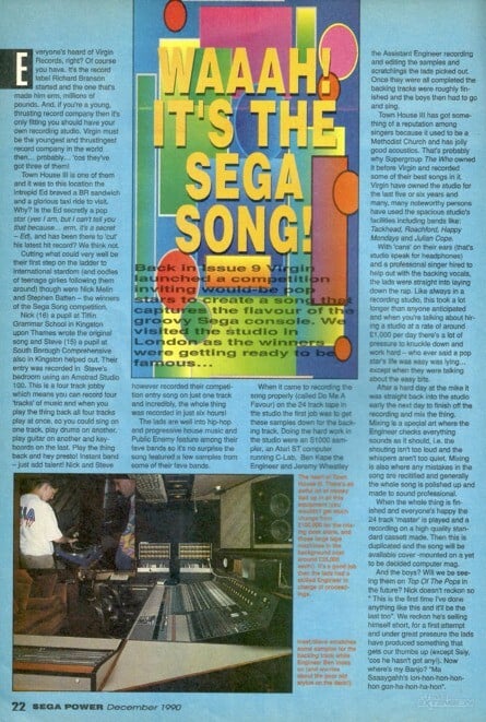 Future Publishing's Sega Power ran a feature on the recording of the song