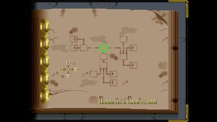 The initial overworld area in the prototype (left) vs the retail game (right)