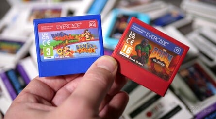 There's a massive library of Evercade carts already available; the DOOM and Banjo ones benefit from coloured carts