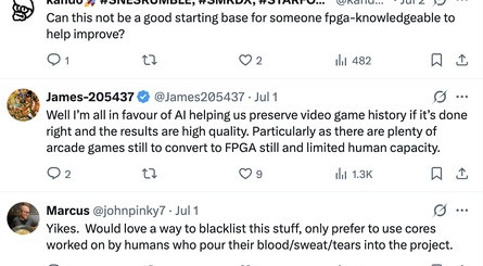 Just a few of the replies I've seen on Twitter relating to the rise of AI-created FPGA cores (click to enlarge)