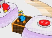 Reason & Rhyme screenshot showing flightless birds with Flipnote-inspired chunky outlines and bright colors on a mysterious island