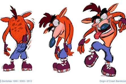 After Pearson pitched a new look for Crash, it was Zembillas's job to refine this design, coming up with the idea for the character's manic personality