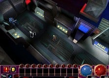 Sanity featured a top-down view, with a camera that could manipulated to rotate around the player or zoom in or out, depending on the player's preference. Here you can see the DNPC headquarters, which serves as a hub between certain missions