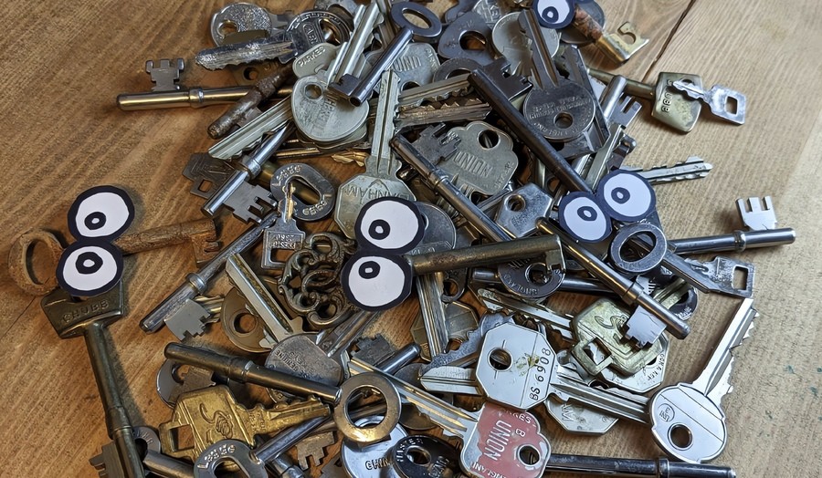 Tim Stamper's pile of cryptic keys