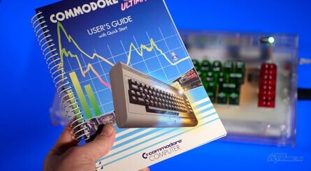 The Commodore 64 Ultimate comes with a spiral-bound manual and 'The Very' Second' USB drive, which looks like a tape and comes packed with games, programs and SID-based music