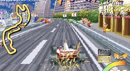 One of the core mechanics of Slip Stream sees players charging up a meter by driving in people's slipstream. This can then be activated for a temporary boost, accompanied by a commenter yelling the game's title.
