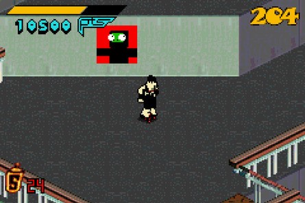 Another new piece of tech created for the Jet Set Radio's GBA port was a version of the Dreamcast game's graffiti editor. This let you create pixel artwork, which you could then later spray across while completing missions. As Vicarious Visions wasn't going to have players create pixel art for each of the different angles in the world, these are only available to spray on walls facing directly toward you