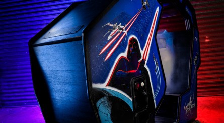Thompson's Star Wars 'cockpit' cabinets can be hired for events. There's one currently sitting in EA's UK office