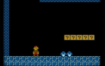Here's a comparison between World 1-2 on the PC-88 and the NES. There are a lot of changes like this between the two versions, ranging from minor deviations like this one to more major departures from the original course design
