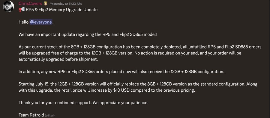 Retroid Is Offering Some Of Its Customers A Free RAM Upgrade Free Of Charge