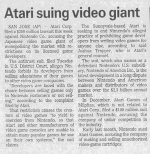 Atari suing video giant