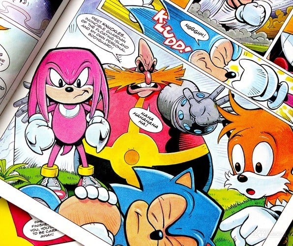 Knuckles originally debuted in the 1994 Sonic Comic Summer Special story Guardians of the Chaos Emeralds, where he was portrayed as the last protector of the Floating Island, who is awaiting the return of his people. This set the stage for the two-part story Enter Knuckles, which began in issue 33, where Knuckles would be manipulated to serve as Robotnik's muscle