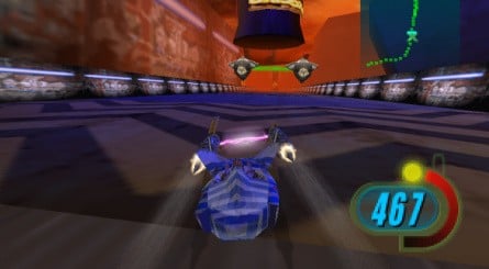 By charging up a gauge on the right-hand side of the screen, players could activate a boost to increase their speed dramatically, at the risk of ploughing into walls and exploding
