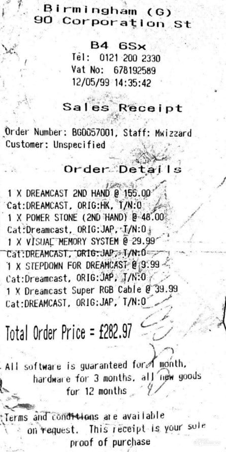 Because I'm a bit of a saddo, I kept most of my receipts from this glorious period