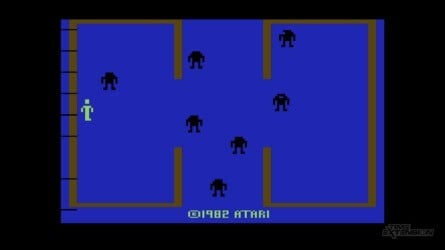 Mr. Run and Jump (left) is a new Atari 2600 game released alongside the 2600+, while Berzerk (right) has also been republished in 'enhanced' form