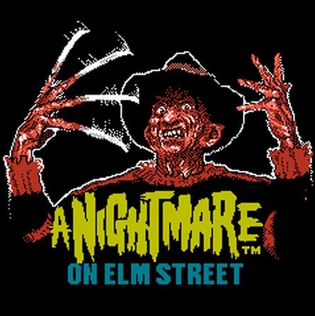 A comparison of the UK poster for A Nightmare on Elm Street Part 2: Freddy's Revenge and the title screen of the NES game. While many have incorrectly assumed that Rare got it wrong with this image by omitting the infamous glove, you can see Freddy isn't wearing it in the poster