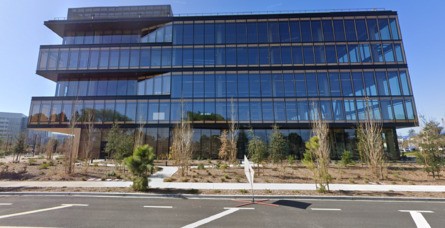 Atari's first Sunnyvale HQ at 1265 Borregas Avenue (left) and the new Google building which took its place (right)