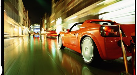 The game's cover star was the Opel Speedster - these shots are taken from the photoshoot and still show the camera rig in place. This would be removed digitally for the final shots