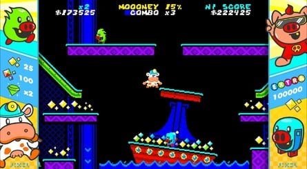 To clear a stage, players must collect all the jewels on the stage. You can use warp pipes to screen wrap or drop through certain holes in the level to emerge at the top of the screen.